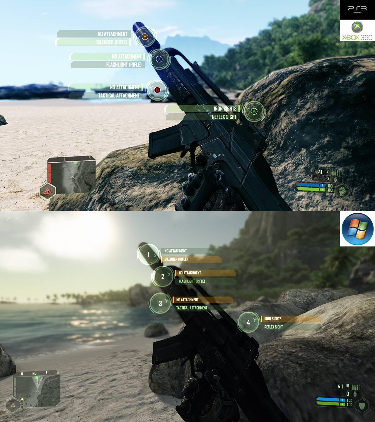Пс5 игры на двоих на один экран. Crysis PC vs Xbox 360. Crysis 1 Xbox 360. Crysis 1 ps3 vs Xbox 360. Crysis 1 ps3 Графика.