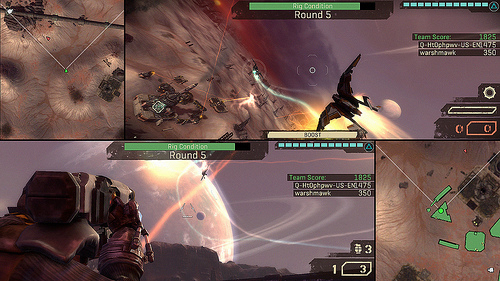 Starhawk features a split-screen multiplayer mode
