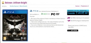 Batman: Arkham Knight Confirmed, Next Gen Box Art Revealed on GAME Site