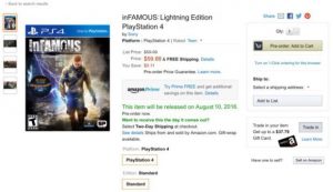 inFamous Lightning Edition Heading to PS4 According to Amazon Listing