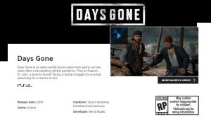 Days Gone Releasing in 2019 As Per Official PlayStation Site