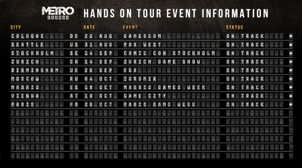 Metro Exodus Hands On Tour Schedule