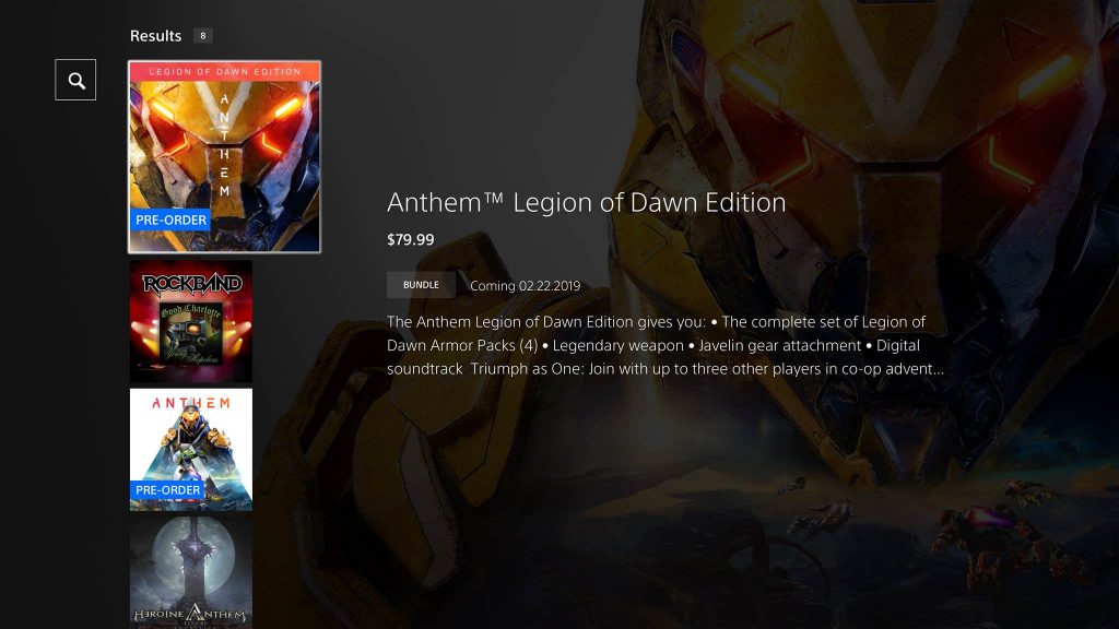 anthem ps4 store