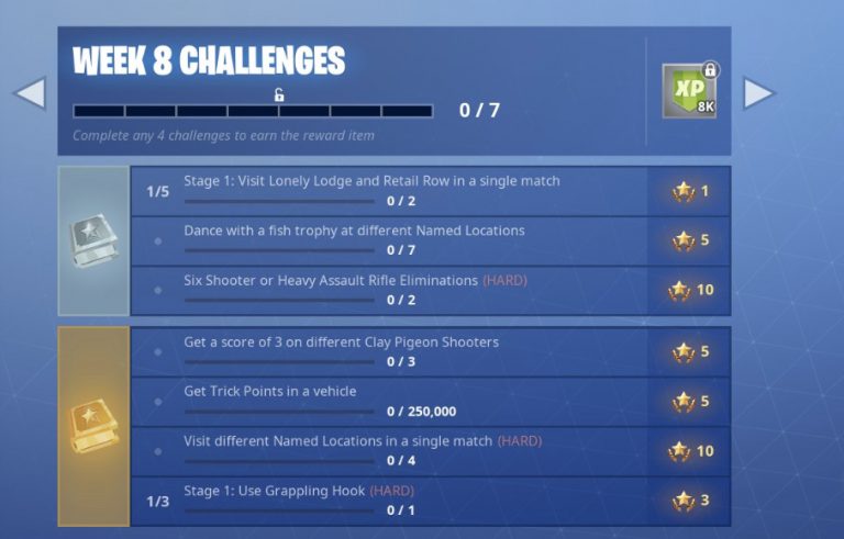 Fortnite Season 6 Week 8 Challenges Revealed