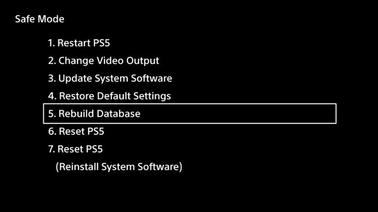 PS5 Safe Mode