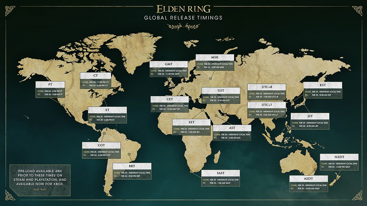 Elden Ring - global release timings