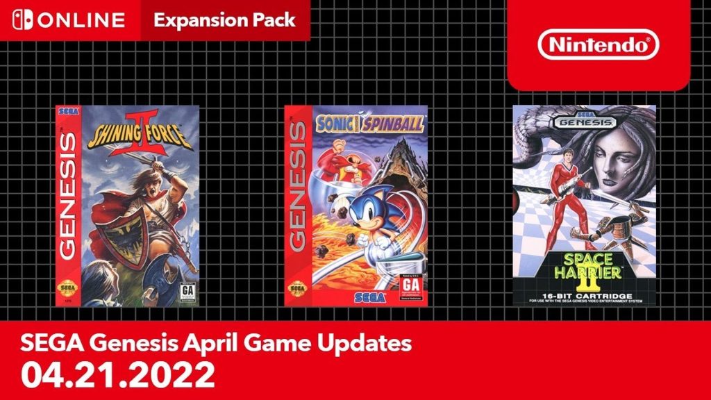 Shining Force 2_Space Harrier 2_Sonic Spinball_Nintendo Switch Online + Expansion Pack