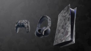 PS5 Gets Gray Camouflage Collection DualSense Controller, Pulse 3D Wireless Headset, and Console Cover