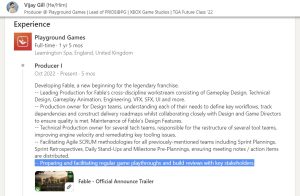 Fable is Seemingly in a Playable State, as Per Dev’s LinkedIn Profile