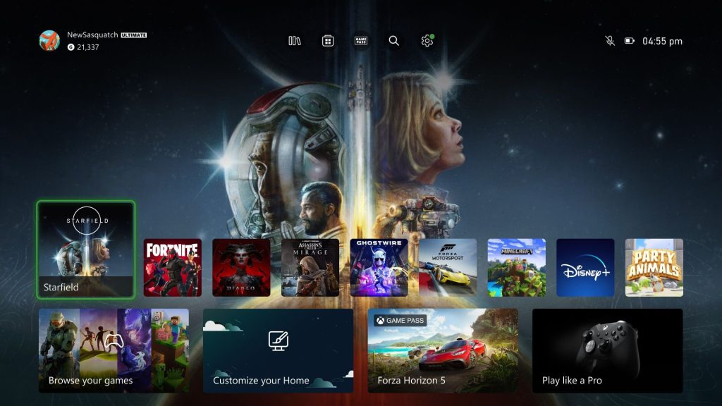 xbox series x s home screen