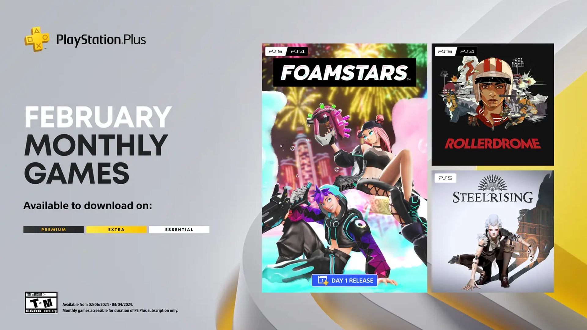 Foamstars, Rollerdrome and Steelrising Coming to PS Plus Essential in February 2024