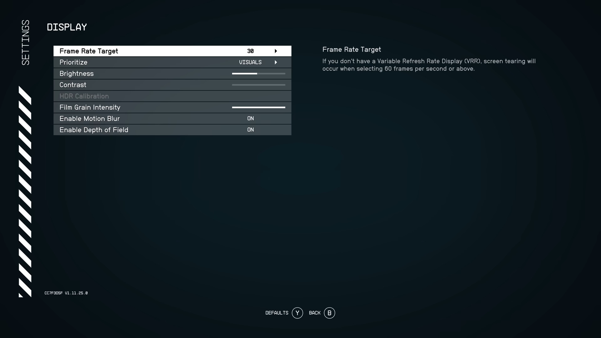 Starfield - Xbox Series X display settings