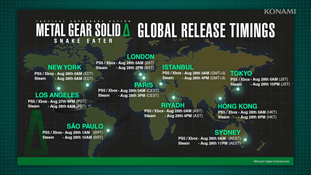 Metal Gear Solid Delta Snake Eater - Release Timings