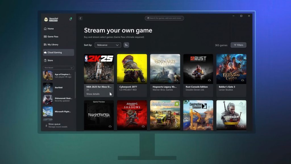 xbox pc app stream your own games